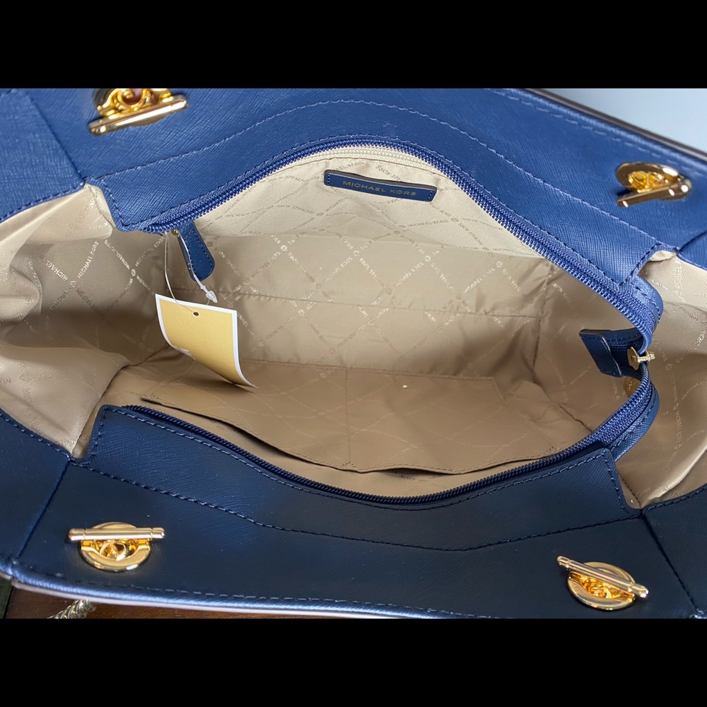 Michael Kors Blue Tote with Gold Accents - Picture 2 of 5